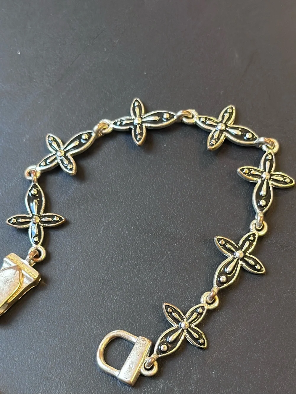 Link Bracelet, silver tone, vintage style, retro gothic whimsigoth